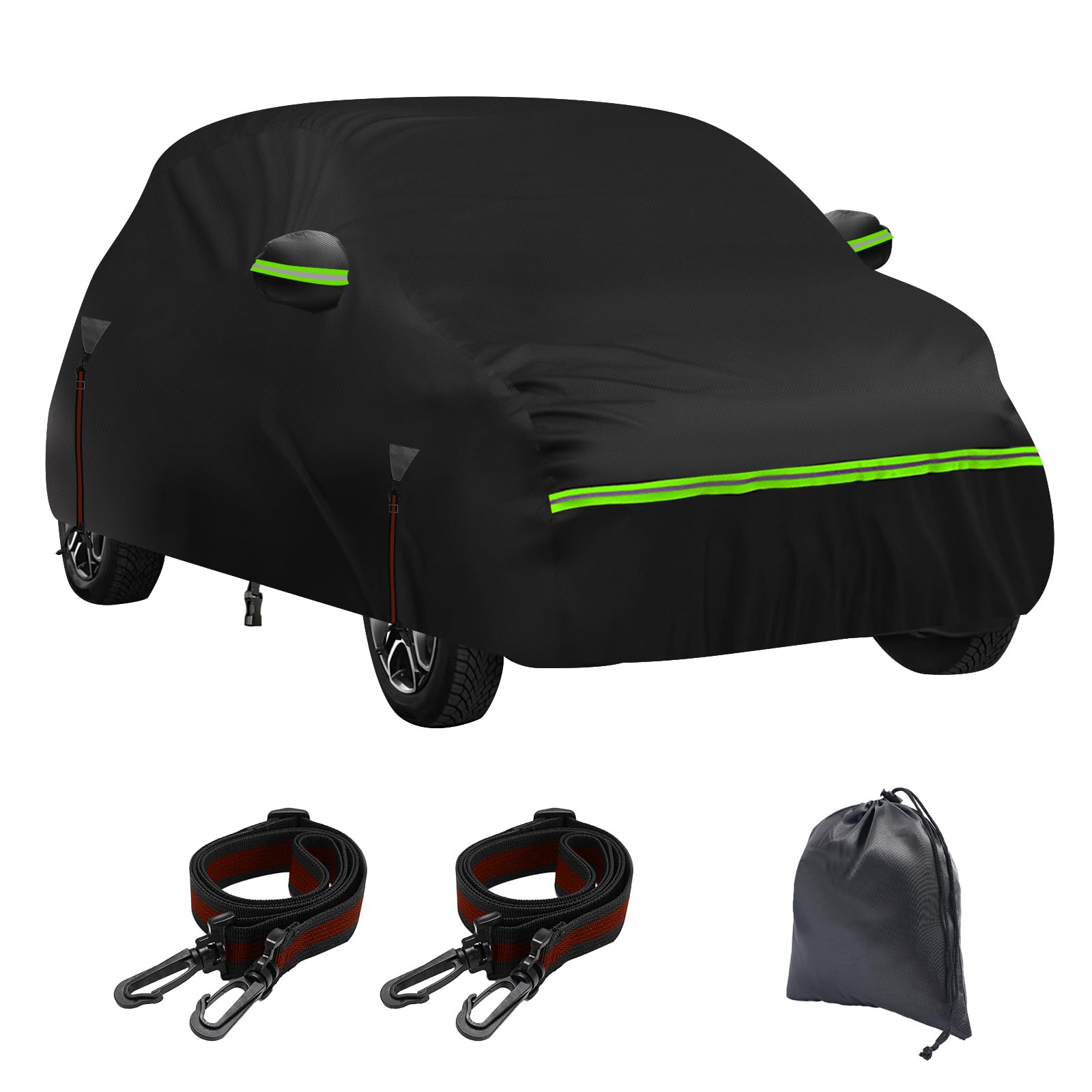 Funda impermeable para coche compatible con Smart Fortwo W453 2015-2024, 6 capas para exteriores, cubierta completa para automóvil, protección contra el sol, lluvia, rayos UV, polvo, con cremallera de