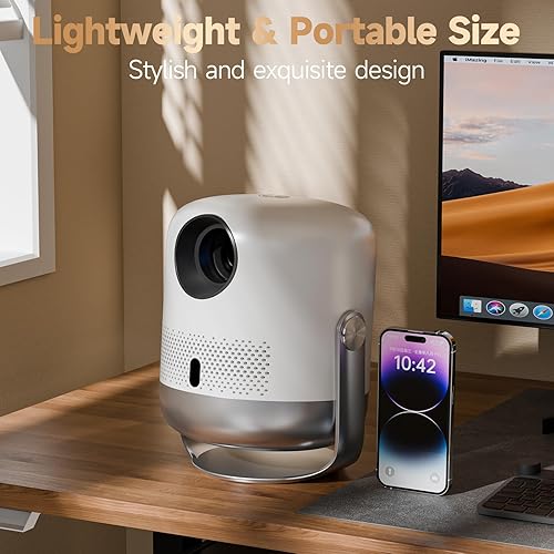 Miniatura 7 de Proyector para el hogar 400ANSI, WiFi 6 y Bluetooth, con altavoz, decodificación 4K y salida 1080P, enfoque de un solo toque, rotación de 360,