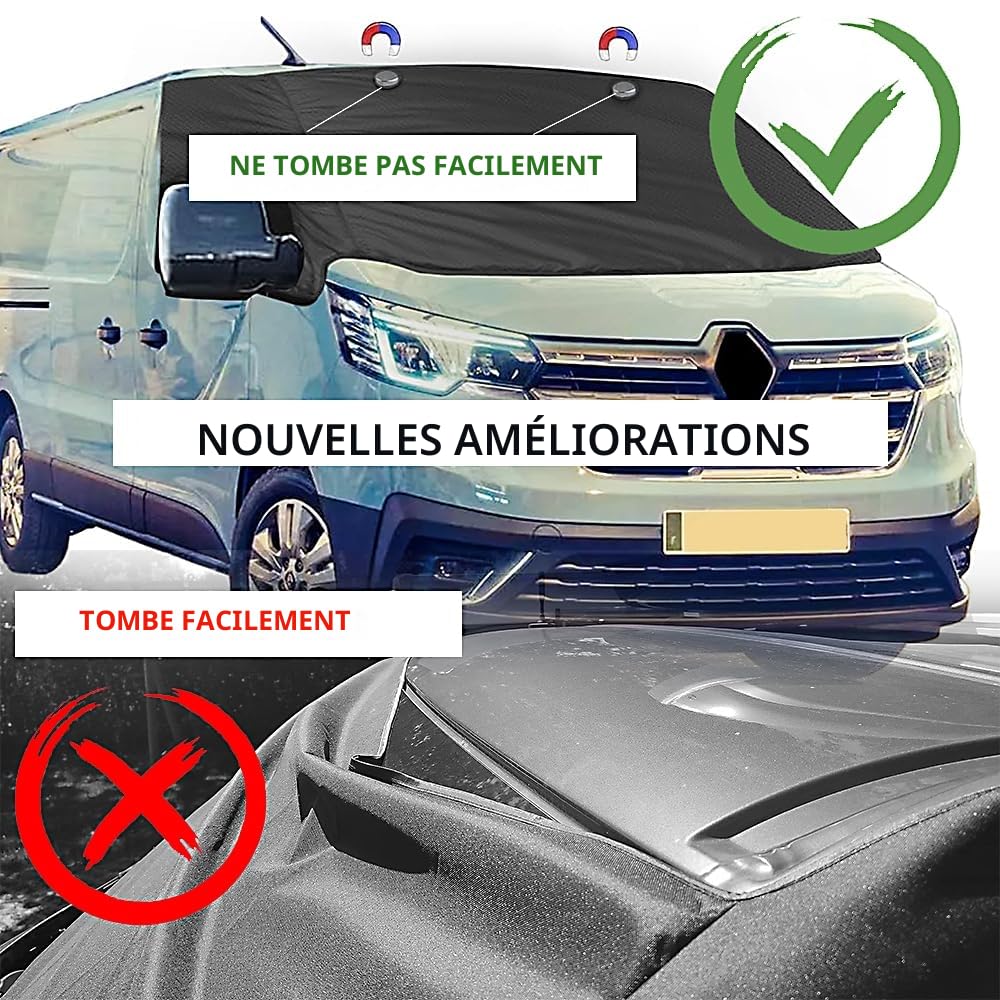 Housse De Pare-Brise Thermique Externe, Protection Pare Brise Camping Car, Trafic 3, Tissu 600D Oxford, Anti-UV. Trafic 2, Brise-Soleil Portables Occultants