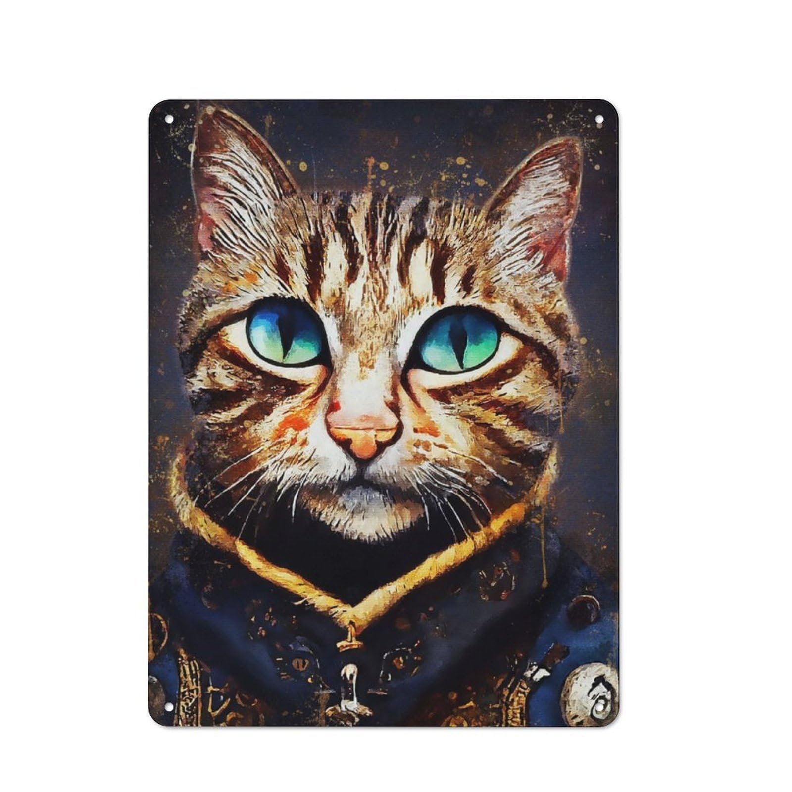 Junmoney Abstract Cat For Lounge Or Reading Corner, Rustic Tin Sign 40X30cm, For An Autumn Update To Lounge And Reading Corner