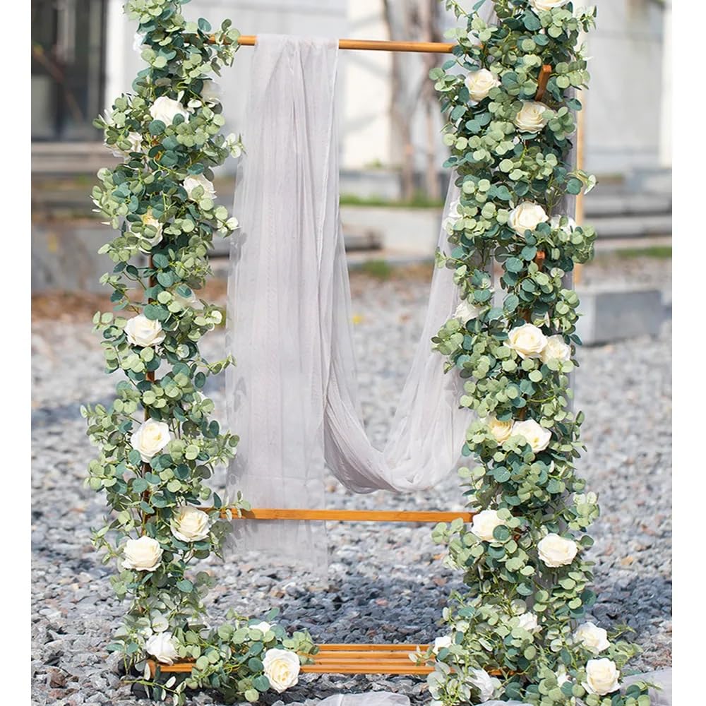 HOCEDO 4 pezzi ghirlanda Mariage balcone parete decorazione di nozze vite finta verde foglie di eucalipto edera fiore artificiale