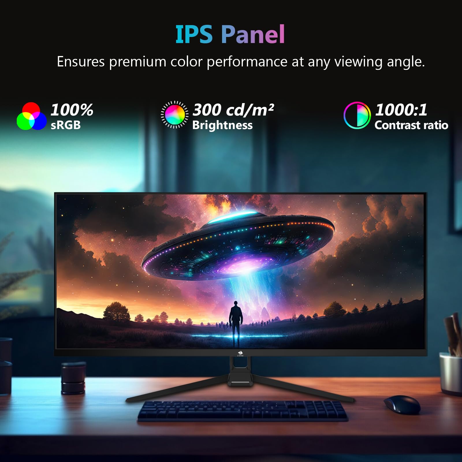Z-Edge Monitor PC Gaming 34'', UWQHD(3440x1440), 165Hz, IPS Pannello, 1ms, Schermo Ultra Ampio 21:9, FreeSync, Inclinazione Regolabile, 2× DP1.4 & HDMI2.0 & USB, RGB, VESA 75 * 75mm(Cavo DP Incluso)