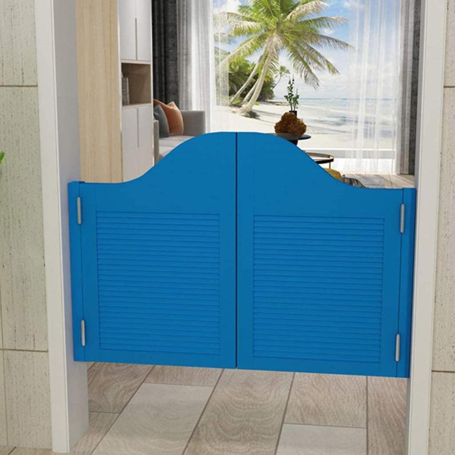 Porta A Battente Stile Saloon In Legno Massello | Con Cerniere A Chiusura Automatica | Personalizzabile In Dimensioni E Colore - Foto 8