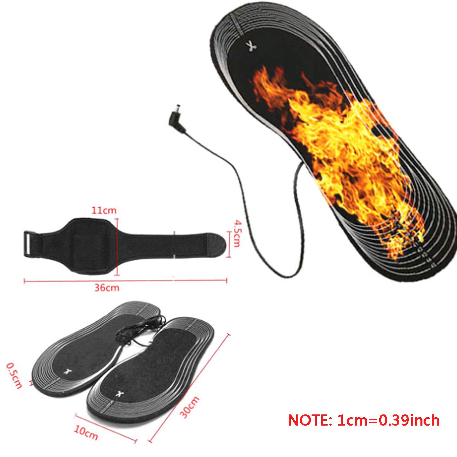 NANANA Semelle Chauffante USB, Semelle Thermiques Électrique Unisexe Semelles Pieds Warmers Semelles Intérieures Taille Peut Être Coupé et Lavable pour d'hiver, Randonnée, de Camping, Taille 35-46,F