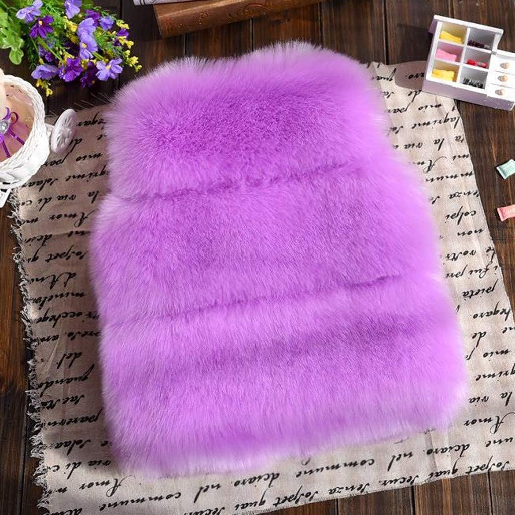 EnJoCho Winter Faux-𝐅𝐮𝐫 Vest for Baby Girls Warm Outwear Clothes Jacket Thick Kids Fleece Coat Children