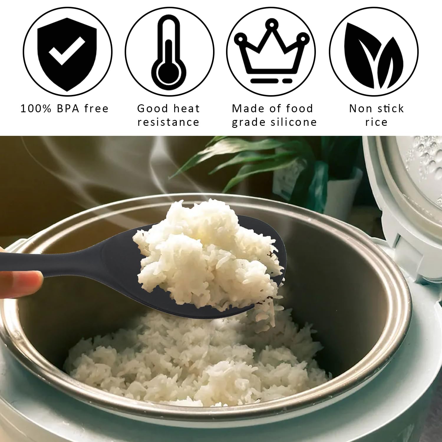 2 Pezzi Cucchiai Da Riso In Silicone - Antiaderenti, Con Anima Acciaio, Per Cucina - Foto 7