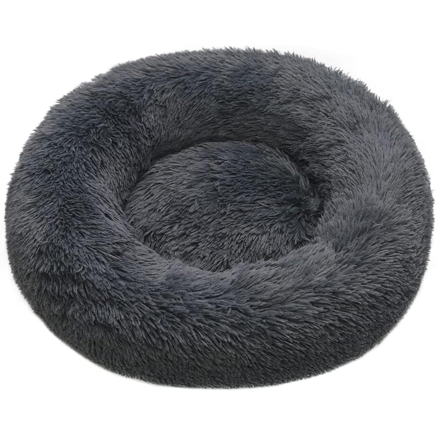 سرير للكلاب والقطط، سرير دائري منفوش للحيوانات الاليفة، سلة قطط، وسادة قطط مخملية ناعمة، سلة كلاب للقطط المتوسطة والكبيرة وغيرها من الحيوانات الاليفة (50 سم، رمادي داكن)