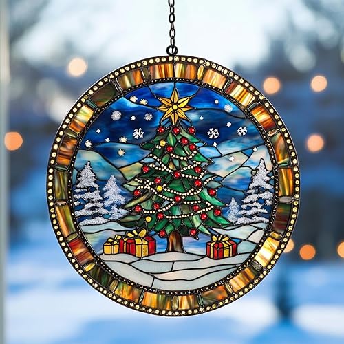 Miniatura 14 de Atrapasoles de cámara vintage retro de acrílico con efecto de vidrio manchado para ventana, colgante de coche, adorno navideño para interior y Como