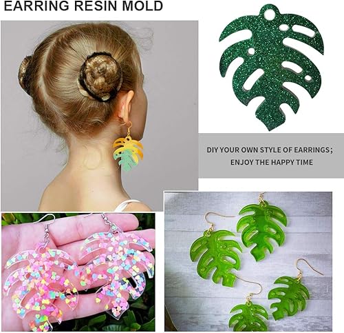 Miniatura 8 de Moldes de silicona para aretes en forma de hoja, tamaño mediano para hacer joyas de resina, moldes de resina epoxi, moldes de resina de silicona