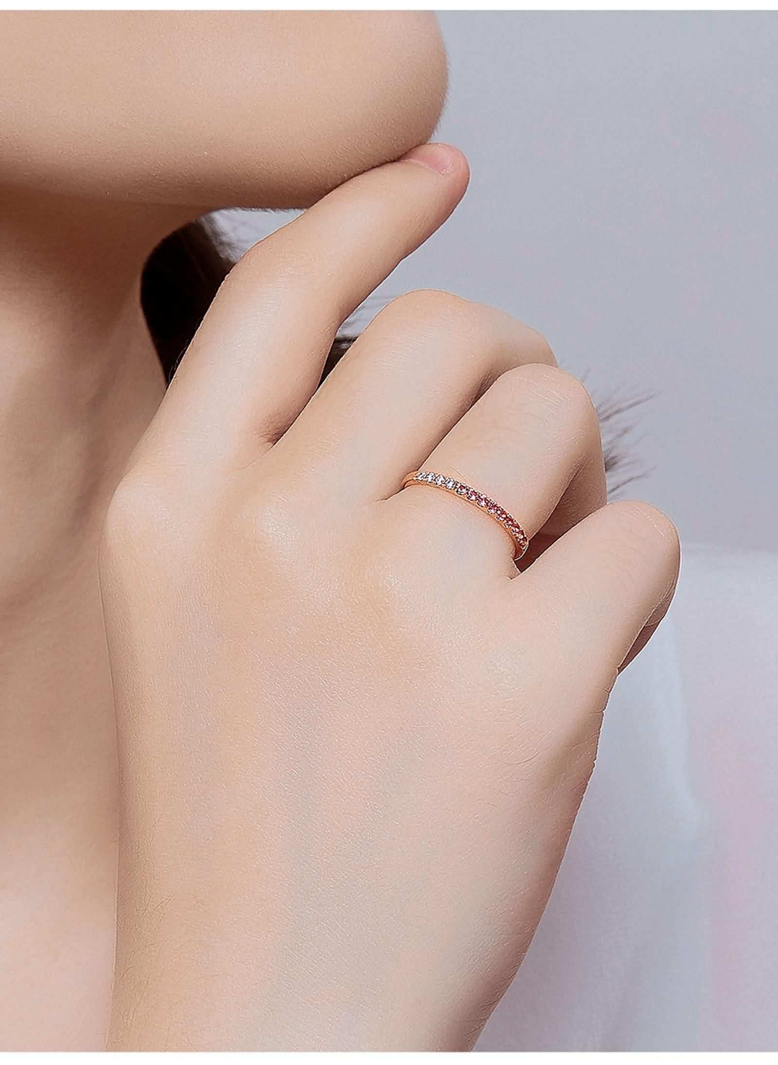 Epinki Prawdziwa biżuteria obrączki ślubne 9K/14K/18K żółte złoto, klasyczne obrączki ślubne z turmalinem (szlif okrągły, róża), pierścionek Moissanit Au750/ 585/375 złoto, rozm. 47-70