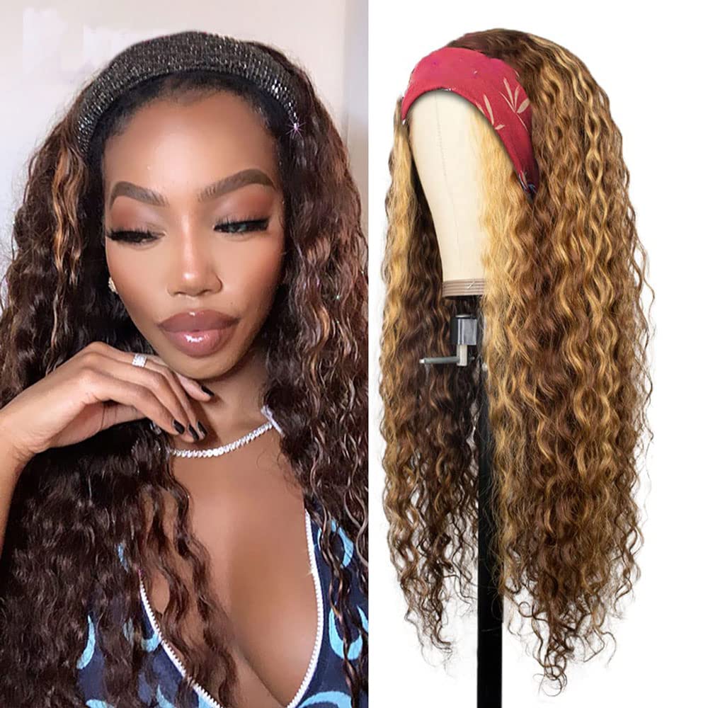 muaowig P4/27 Deep Wave Highlight Headband Wig For Women