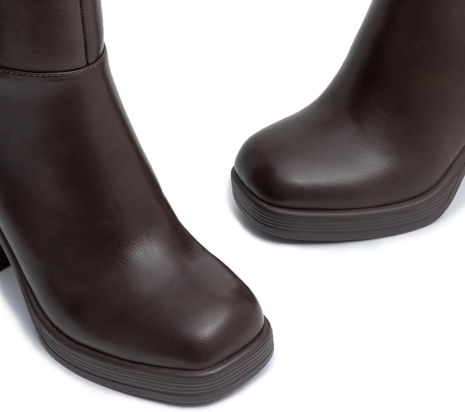 Athlefit Women's Platform Ankle Boots High Chunky Block Heel Square Toe Boots Fashion Dress Heeled Booties - Image 4