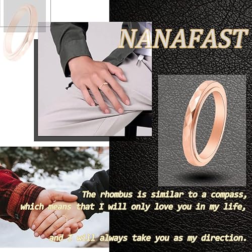 Miniatura 6 de Nanafast Anillos de ansiedad de acero de titanio de 0.118 pulgadas para mujeres y hombres, anillos multifacéticos para ansiedad, anillos giratorios
