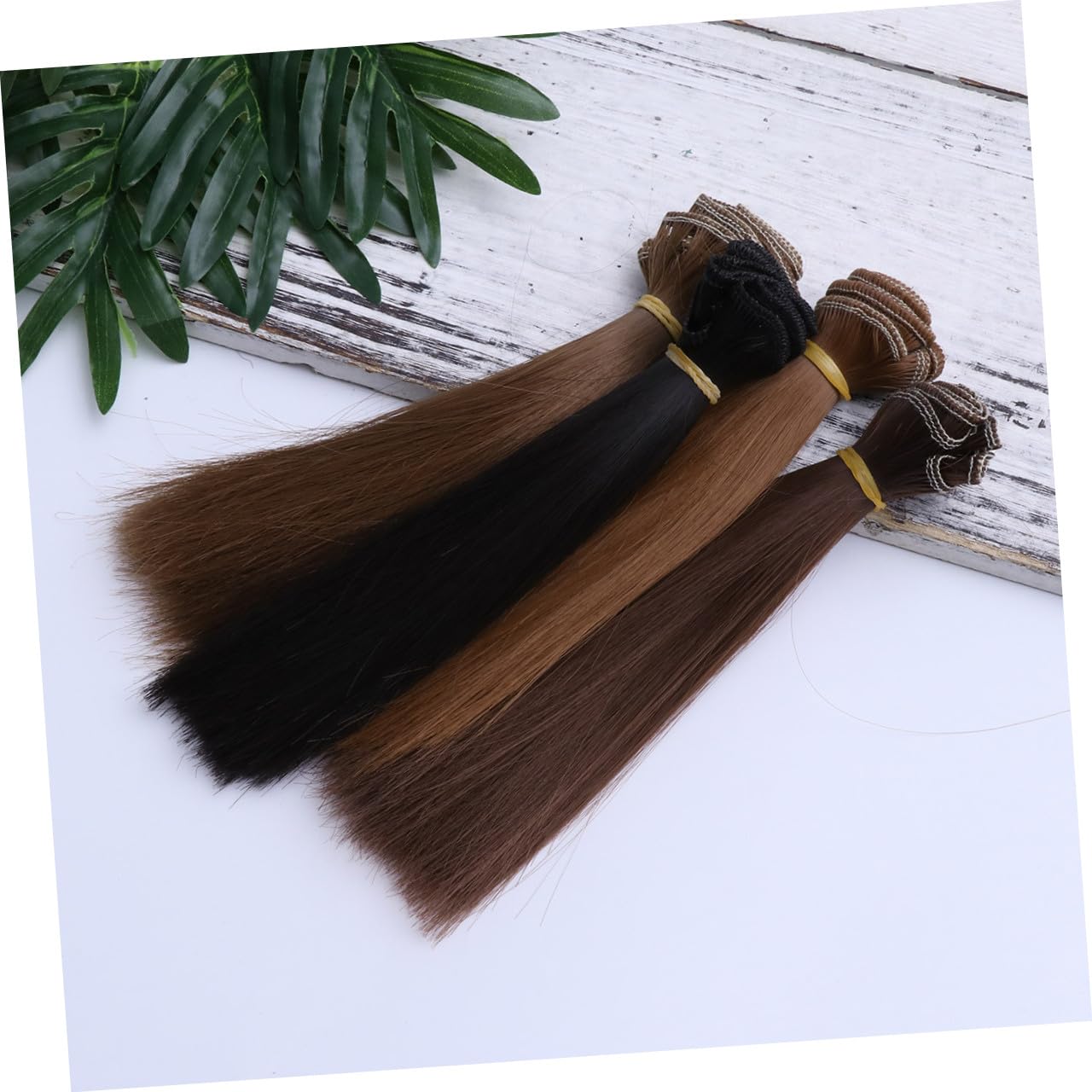 SUPVOX Parrucca Mini per Bambole Liscia Resistente al Calore 6 Pezzi Estensioni di Capelli Sintetici con Rete Elastico per Fai da Te 6.69In X 1.18In X 0.39In