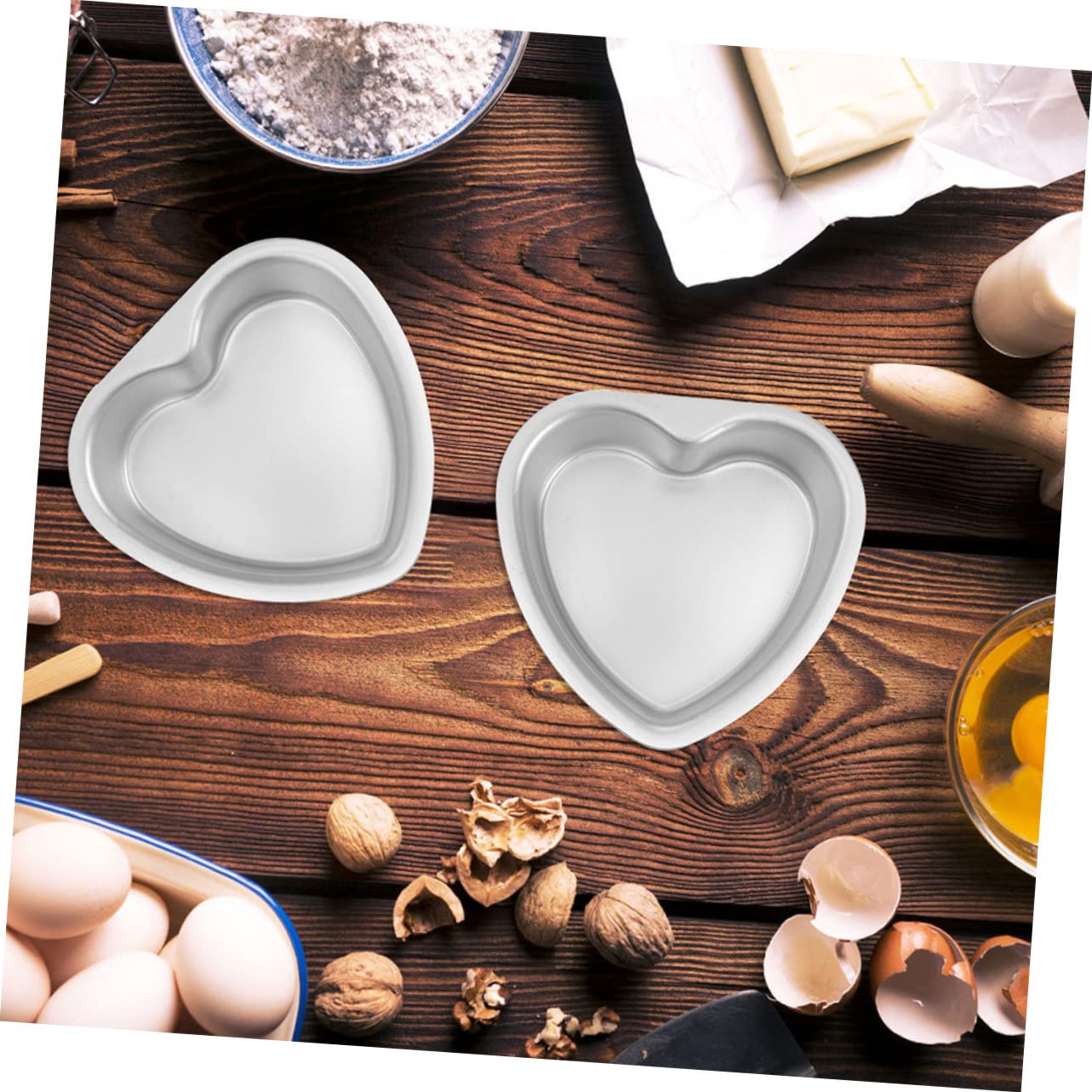 Ciieeo Moules à Gâteau de Cœur Lot de 2 en Alliage D'aluminium Antiadhésifs sans Bavures Argentés pour Pâtisserie et Loisirs Créatifs