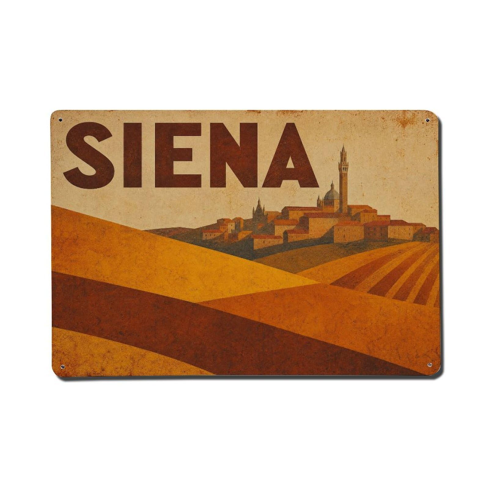 Huiyhb 8X12inch(20X30cm) Vintage Travel Siena Tuscan Landscape Golden Fields Italy Metal Tin Sign