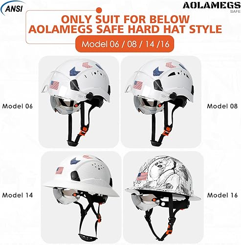 Miniatura 7 de Aolamegs Safe Anteojos de seguridad ANSI Z87, accesorios de visera de casco duro de construcción OSHA, protector de ojos transparente y tintado