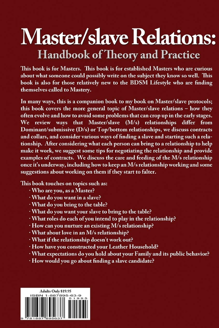 Master/slave Relations: Handbook of Theory and Practice