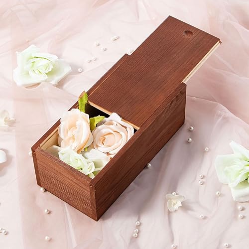 Miniatura 7 de Caja de madera vintage con tapa deslizante, caja de almacenamiento de madera, cajas de regalo de madera rústica para aficiones al arte, amantes del