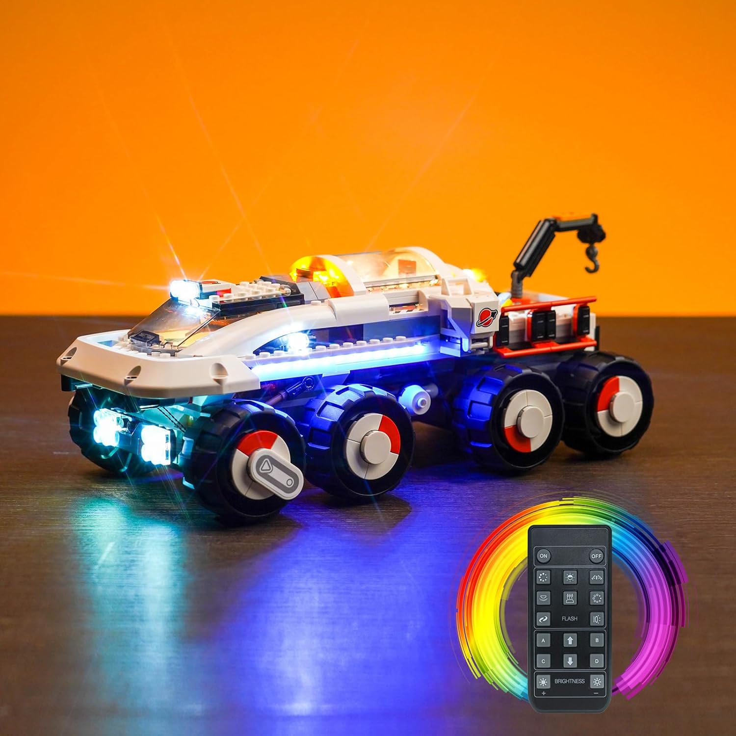 BrickBling LED Lighting Compatible with Lego City Command Rover and Crane Loader Outer Space Building Set; Remote Control Version Light kit Compatible with Lego Crane Loader-No Model