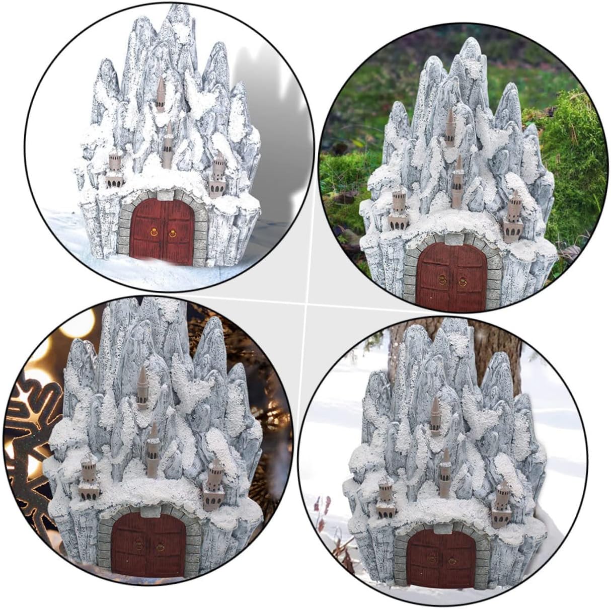 Unomor Snow Castle Decor Artificial Resin Adornment Creative Icing Fort Ornaments for Home Decoration Unique Fairytale Castle Design for Living Room or Office