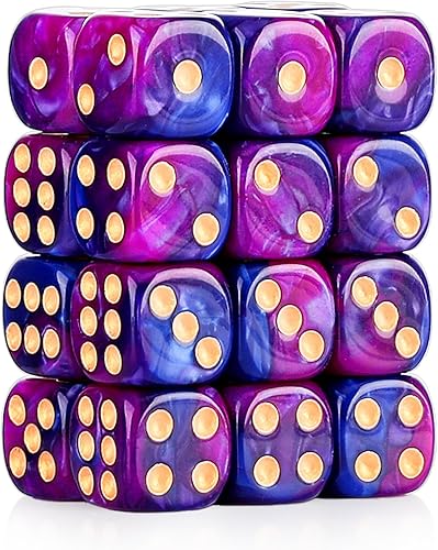 Miniatura 15 de 36 piezas de set de dados de 6 caras de 12 mm MINI, set de dados de juego con patrón de perla, dados estándar de 6 caras para Yahtzee, Bunco