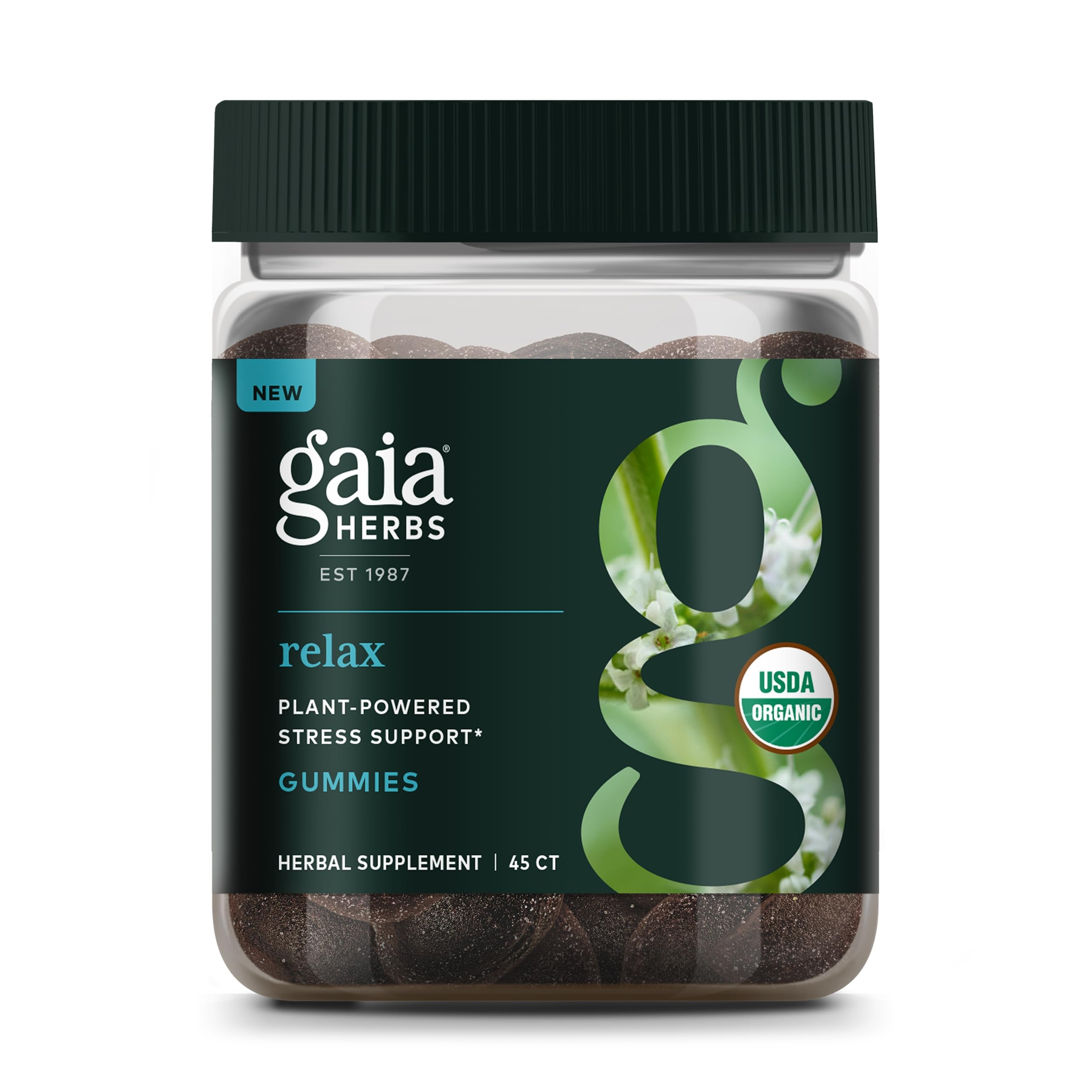 Gaia Herbs Relax Gummies - Supports Calm Feelings - with Organic Apple Juice & Lemon Juice Concentrate - 45 Gummies (15 Servings)