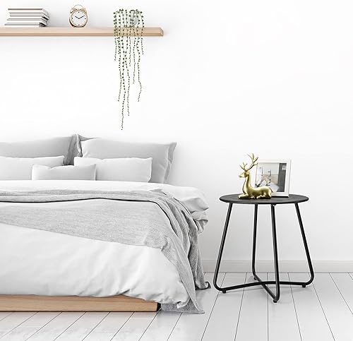 Miniatura 9 de danpinera Mesas auxiliares para exteriores con recortes de flores, mesa auxiliar de acero resistente a la intemperie, mesa auxiliar redonda pequeña