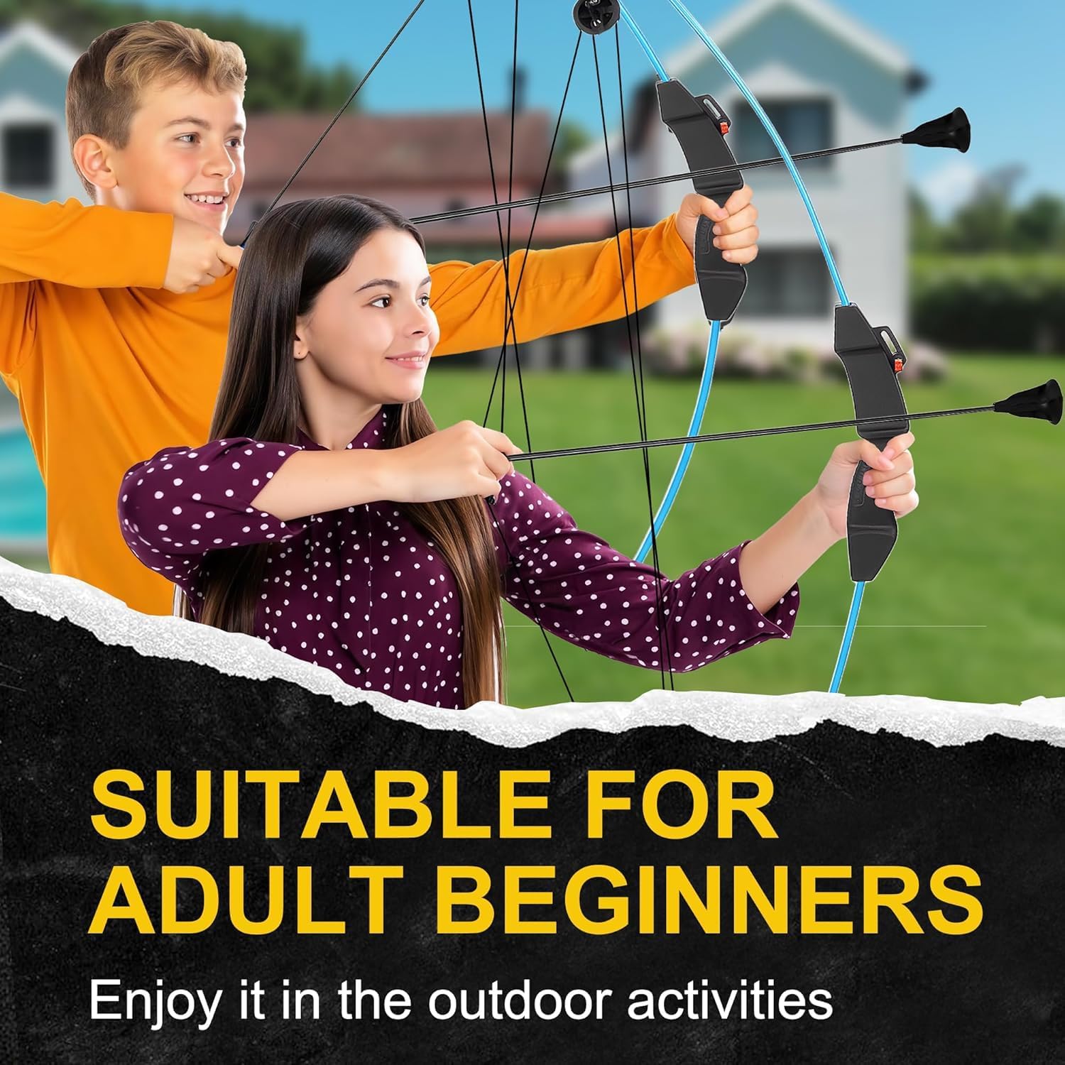 Youth Compound Bow and Arrow Set for Kids Ages 8-12 Beginner Archery Set for Boys Girls Backyard Archery Game Toy Gift for Outdoor Play & Target