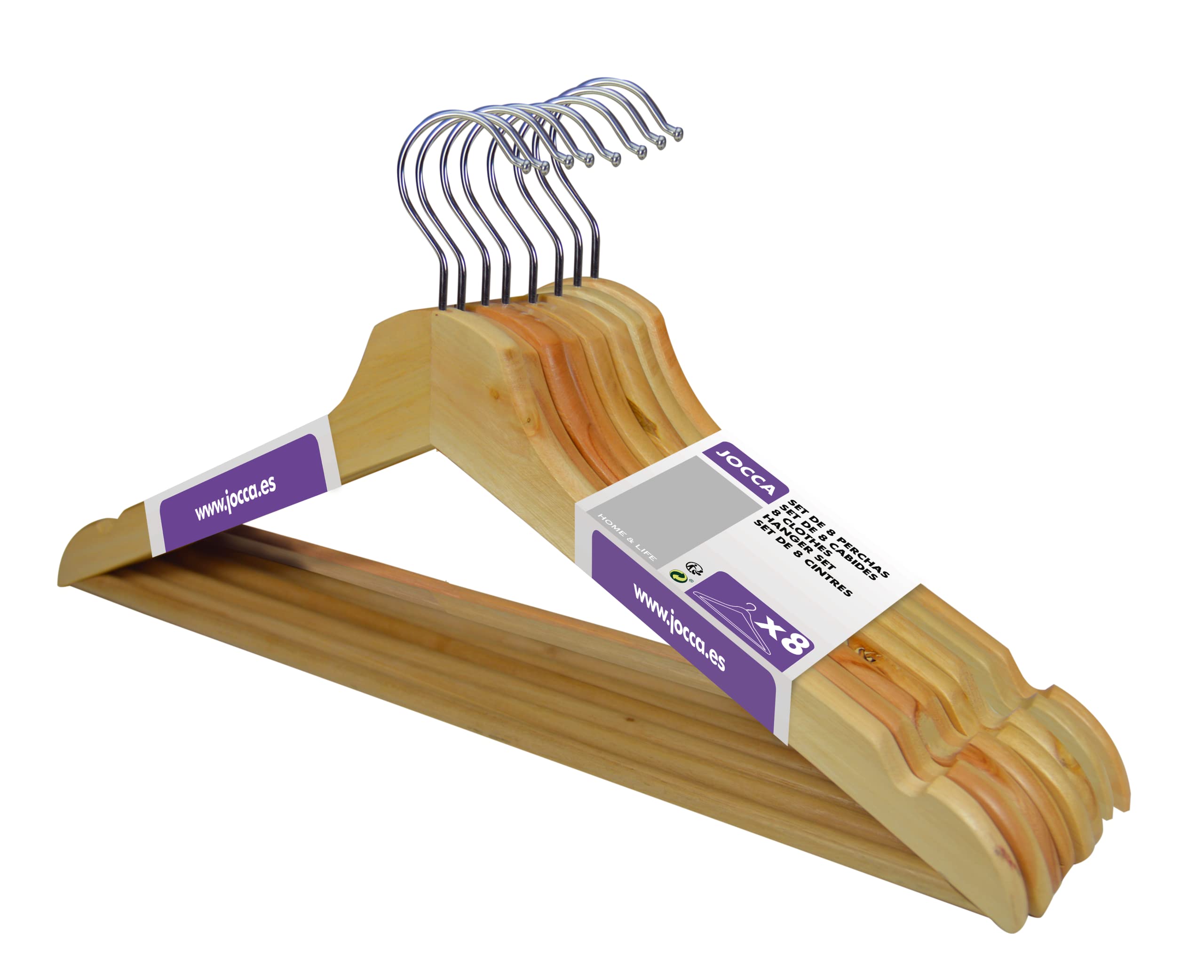 Jocca Wooden Hangers, Wood, Multi-Colour, 44 x 16 x 1.1000000000000001 cm