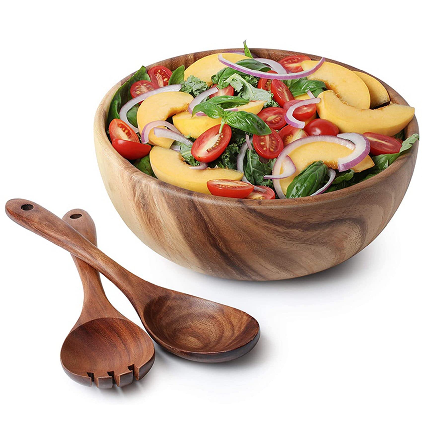 2 de madera para ensalada de madera de de 9,4 cm, se pueden utilizar para frutas, ensaladas