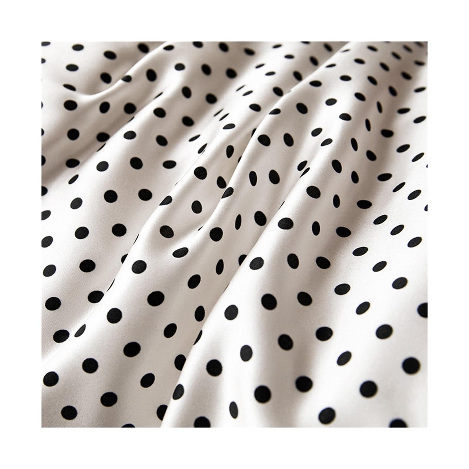 Polka Dots Fabric 19 Momme Polka Dot Silk Fabric for Apparel Mulberry Material Pajama Dress Making(White,1 Meter)
