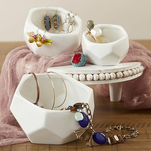 Kate Aspen Macetas geométricas de cerámica plato de decoración de estantes hogar habitación escritorio decoración de mesa pequeño mediano y grande