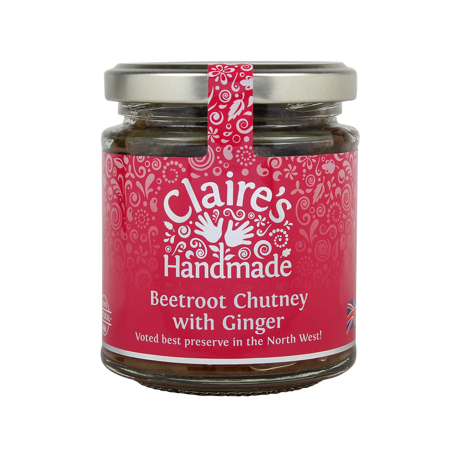 Claire's Handmade - Beetroot Chutney with Ginger (200g) - Award Winning Traditionally Made Earthy Beetroot & Warming Ginger Chutney, Suitable for Vegetarian, Vegan & Gluten Free Diets, GMO Free