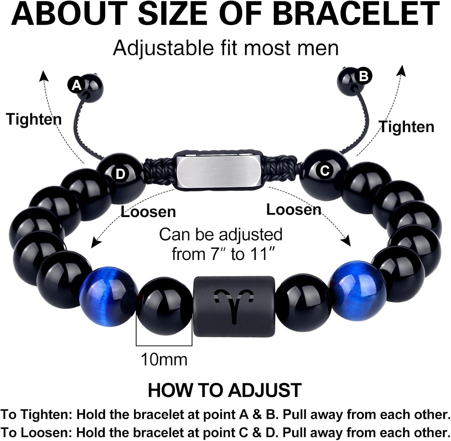 Non-tarnish Zodiac Bead Bracelet Leo Gifts for Men Women,Black Onyx Stone Star Sign Constellation Horoscope Jewelry - Image 7