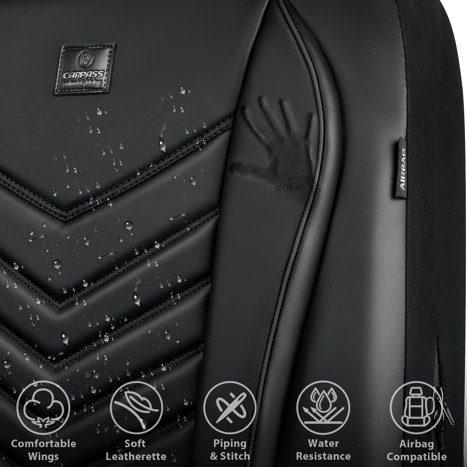 CAR PASS 3D Foam Faux Leather Car Seat Covers Front Seats Waterproof Leather Front Seat Cover for Cars — view 5