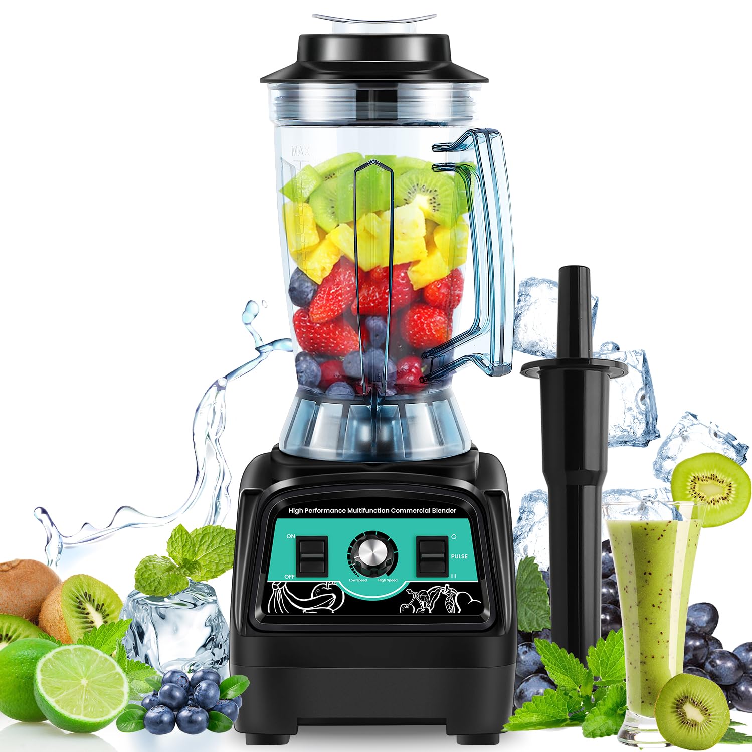 Huanyu Frullatore Creatore di frullati 3,9 litri Grande capacità Frullatore ad alta velocità 2800W Frullatori commerciali multifunzione per tritare il ghiaccio, succhi, frullati e latte di soia