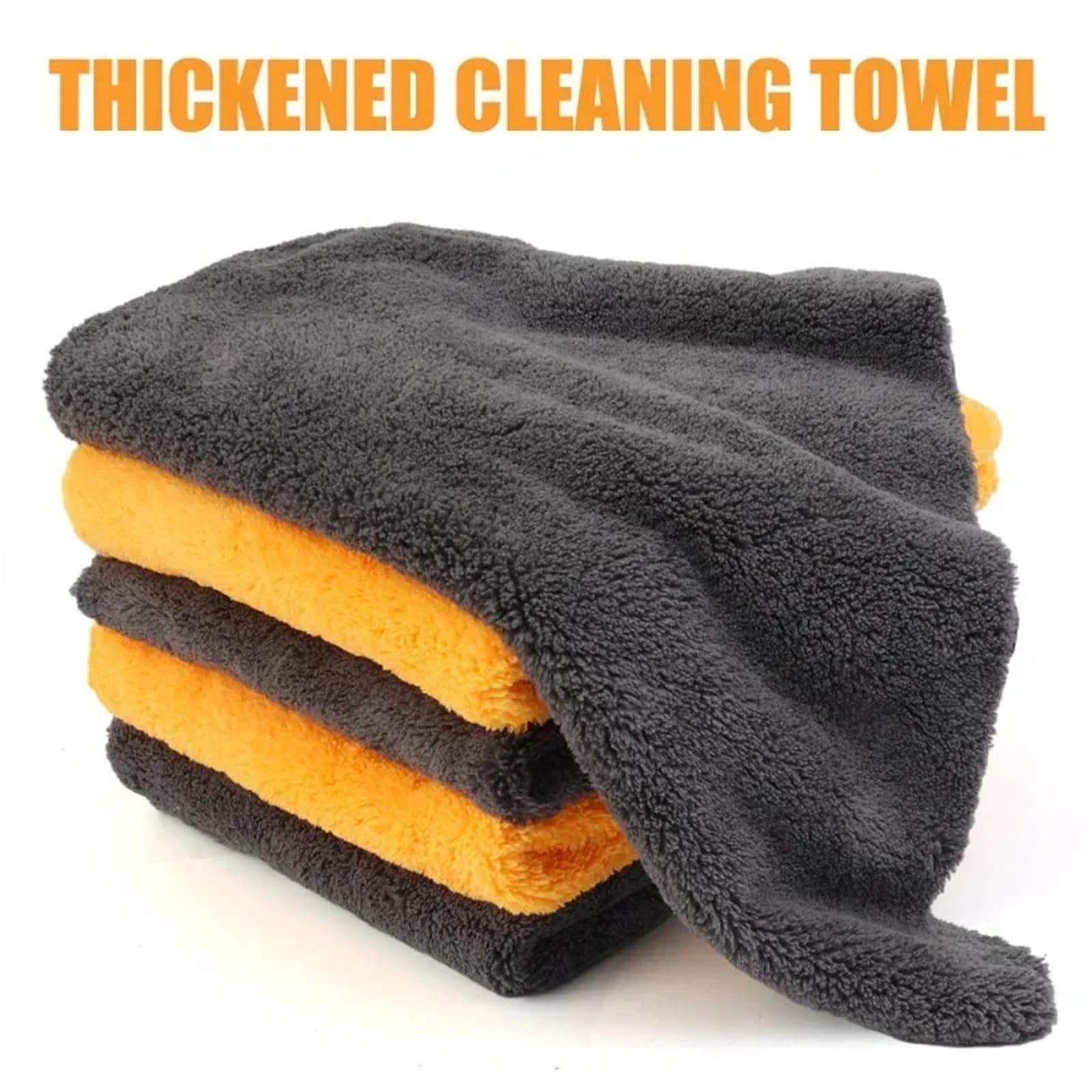 Toallas gruesas de microfibra para coche, felpa suave, superabsorbentes, sin bordes, para lavado de coche, toallas de secado (naranja, 9 piezas)