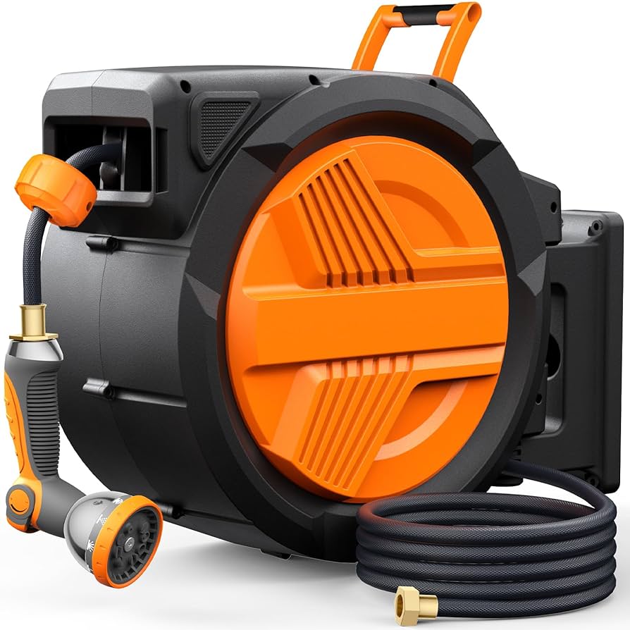 Tough Master U2013 Retractable Garden Hose Reel 20m Auto Rewind Slow Return Wall Mounted 180