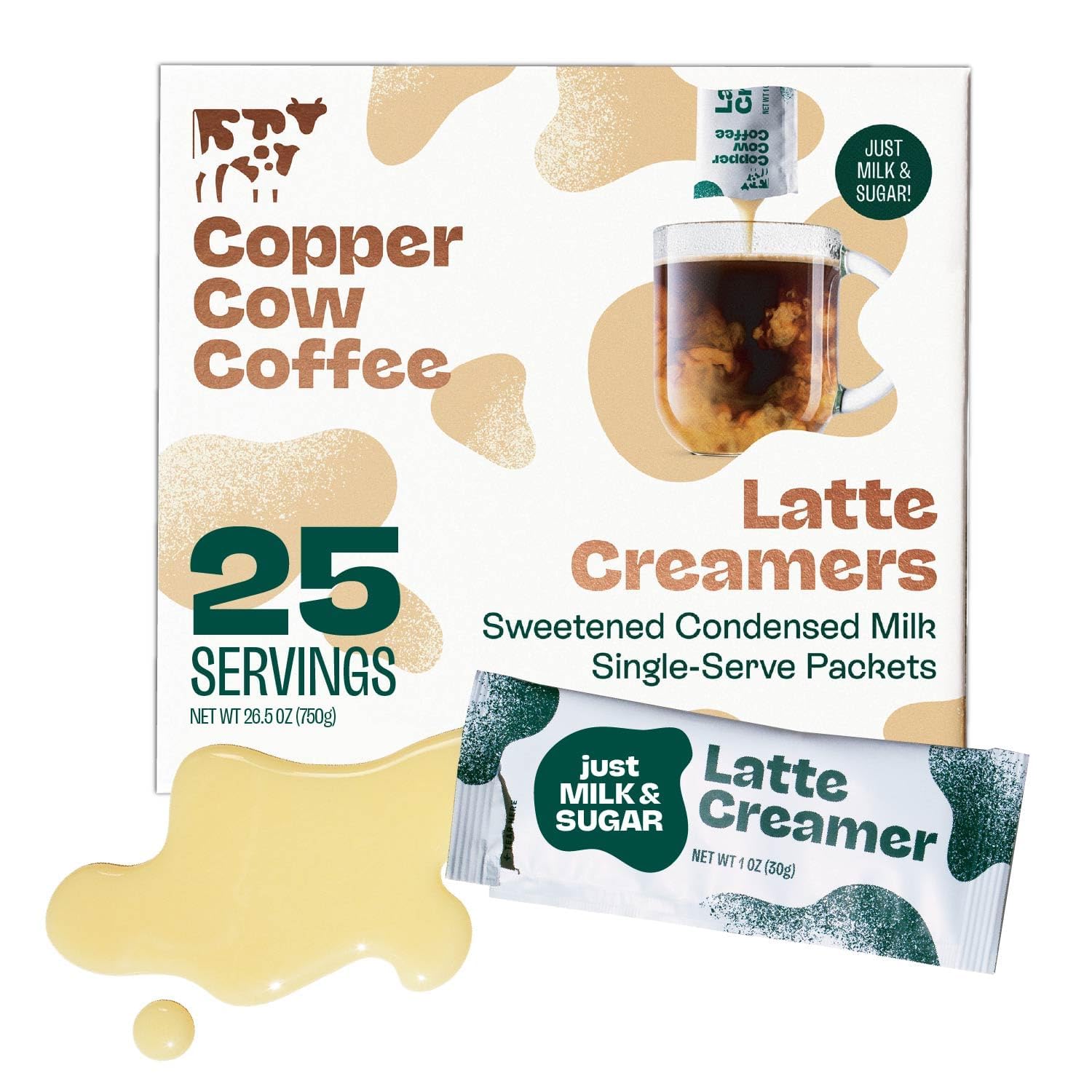 Sweetened Condensed Milk Coffee Creamer Singles (25 pack) | Vietnamese Inspired Coffee Creamer, All Natural Creamer Packets for Pour Overs & Lattes | No Refrigeration Needed