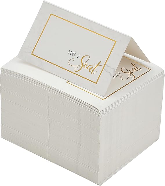 THE TWIDDLERS - 200 Pcs Elegant White Wedding Name Table Place Card for Events & Parties
