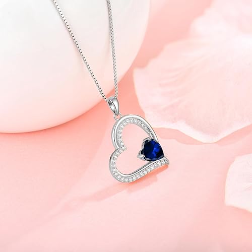 Miniatura 4 de Oskani Collar con colgante de corazón para mujer, collar de cadena de plata de ley 925 para mujer, collar de diamantes de nacimiento de piedra