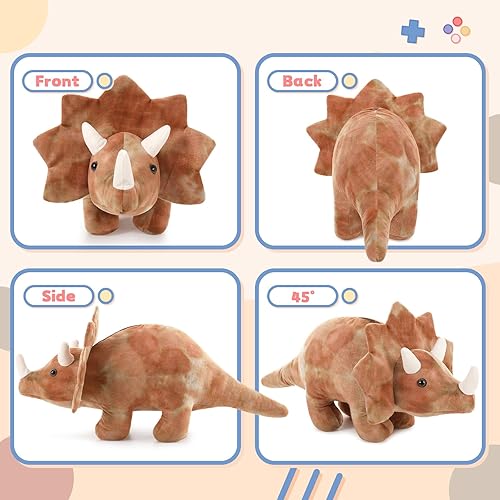 Miniatura 2 de Tezituor Peluche de Triceratops de 24.4 pulgadas, juguete de peluche de dinosaurio grande, almohada de peluche, regalo de cumpleaños para niños y