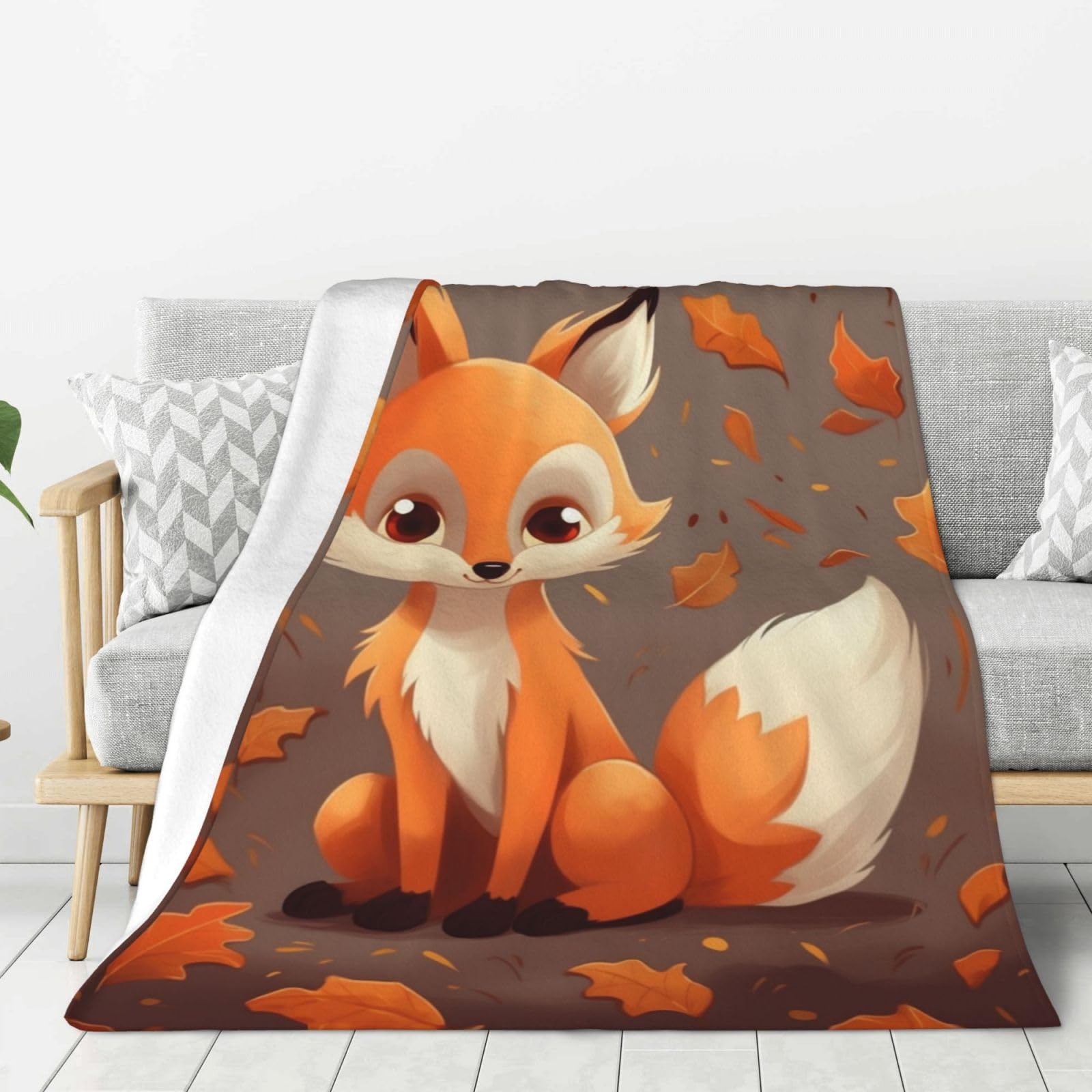 Couverture microfibre renard plaid de canape en flanelle premium douce et legere