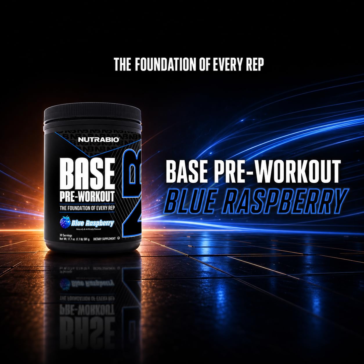 NutraBio Base Pre-Workout Powder 200mg Caffeine, Sustained Energy, Focus, Endurance, Pump, Sugar Free, Clean Preworkout for Men and Women - Beta Alanine, L-Tyrosine, 30 Servings - Blue Raspberry — Amazon image 5