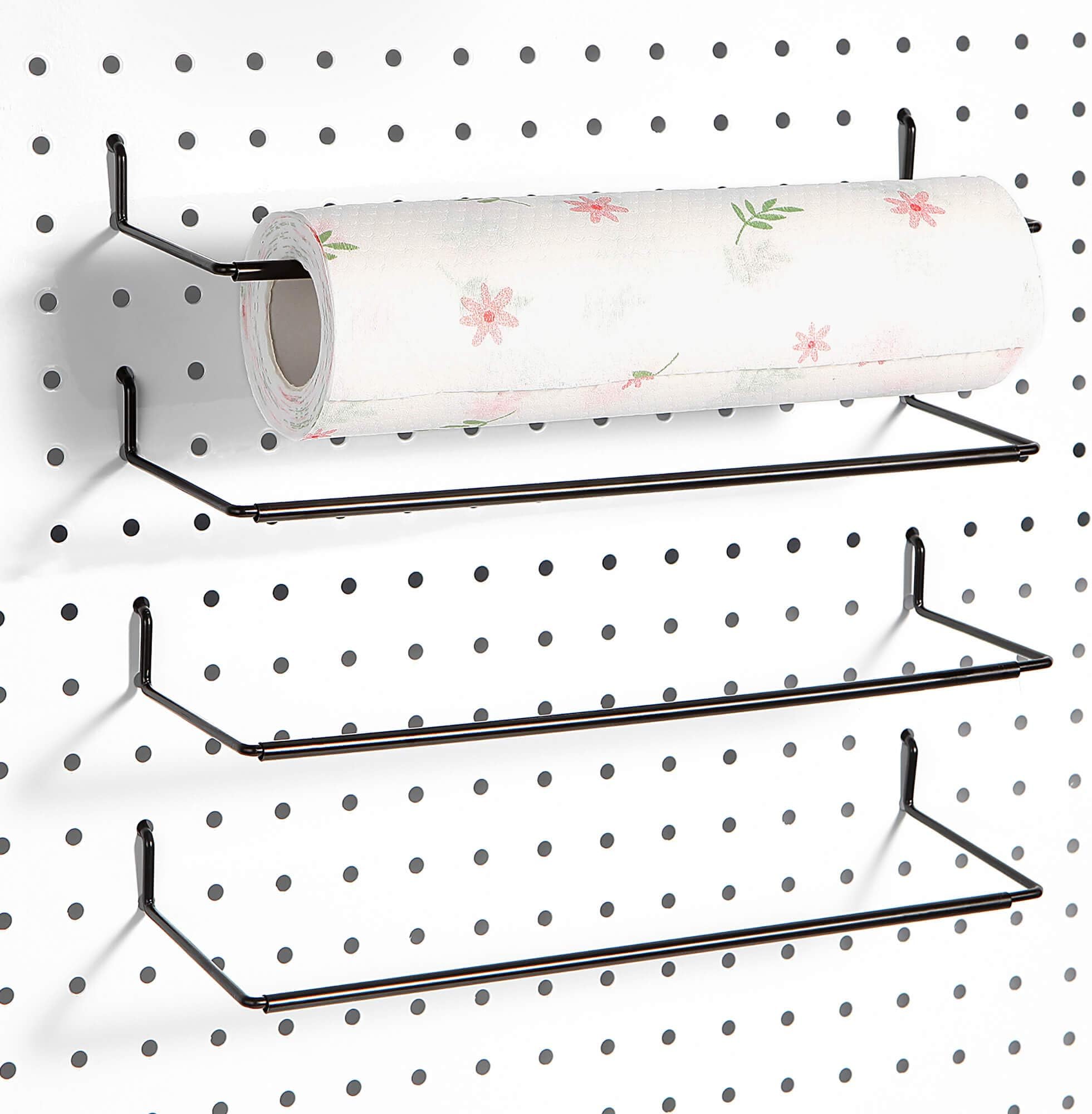Paper Towel Holder for Pegboard, Extendable, Fit Any Standard Pegboard, 4 Packs, Black