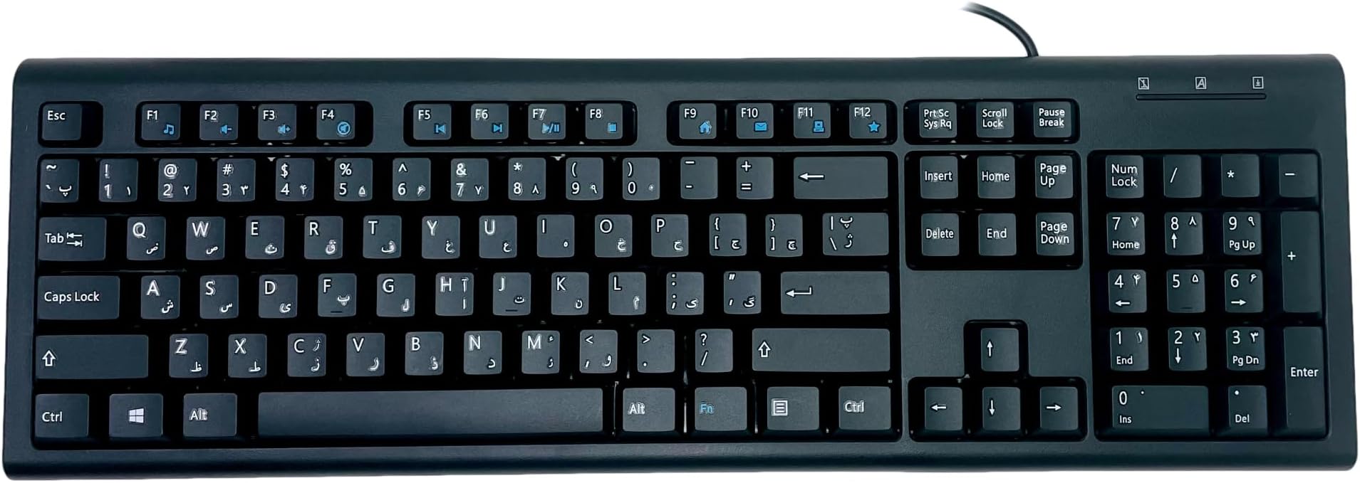 SolidTek Bilingual Farsi English Black USB Wired Computer Keyboard
