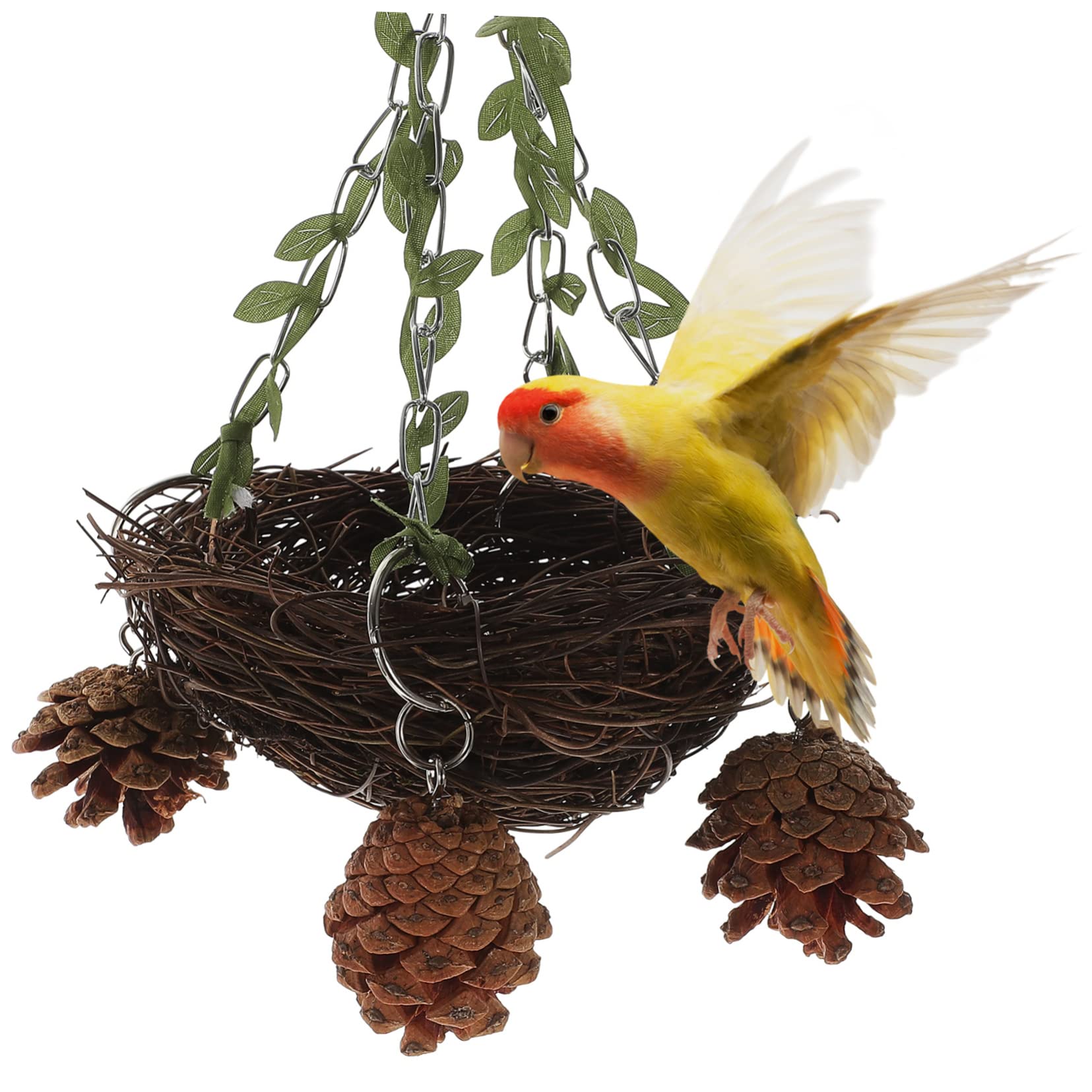 BESPORTBLE 4pièces Nid Suspendu Rattan Naturel pour Oiseaux Nichoir pour Perruches Et Perroquets Petite Moyenne Et Installation Facile Stimule La Curiosité Oiseaux
