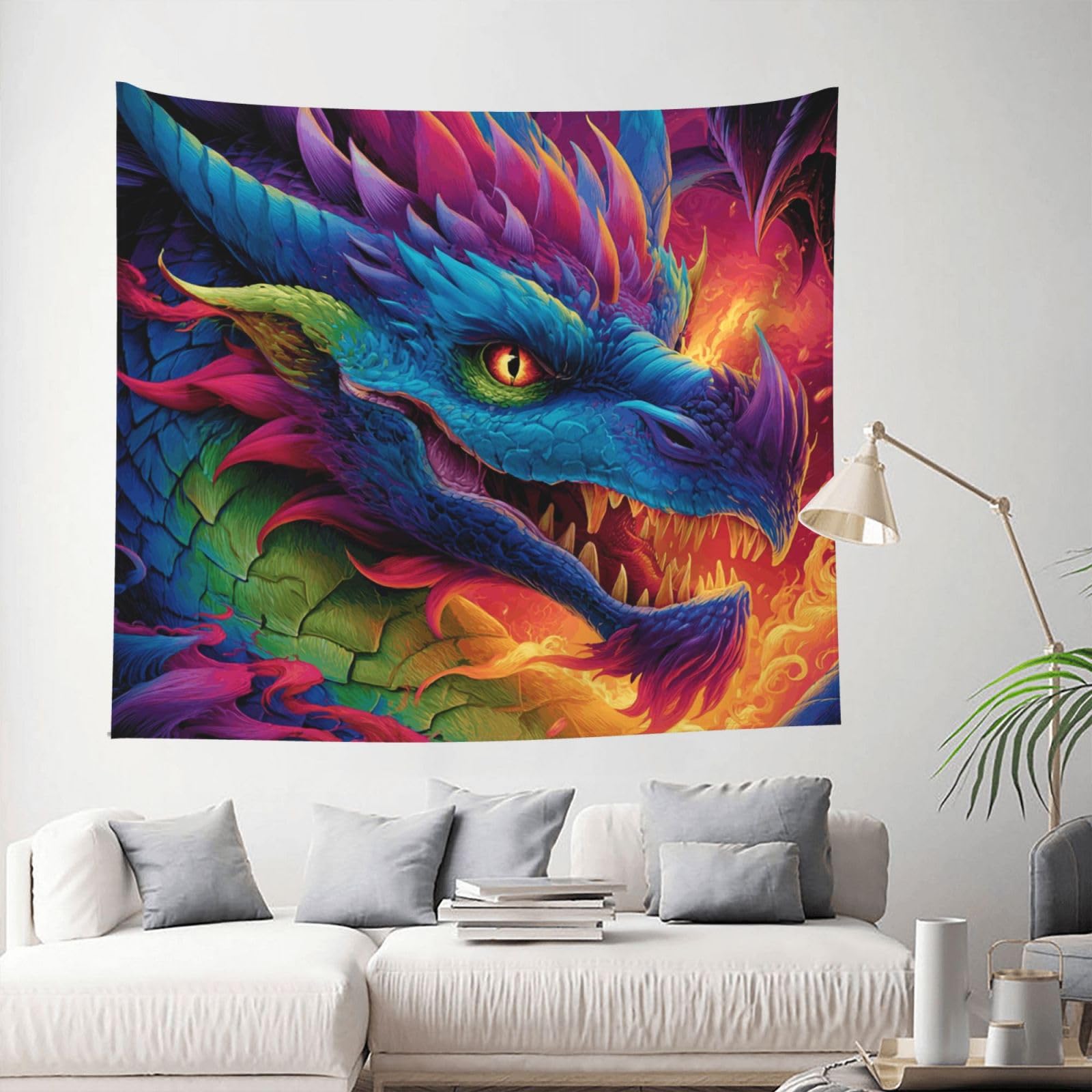 Tapestry 153 X 130 CM Inches Wall Hanging for Living Room Colorful of dragons Tapestrys Home Decor Soft Aesthetic Tapestries Hanging Decor Blanket Wall Tapestry for Bedroom Dorm Indoor Outdoor