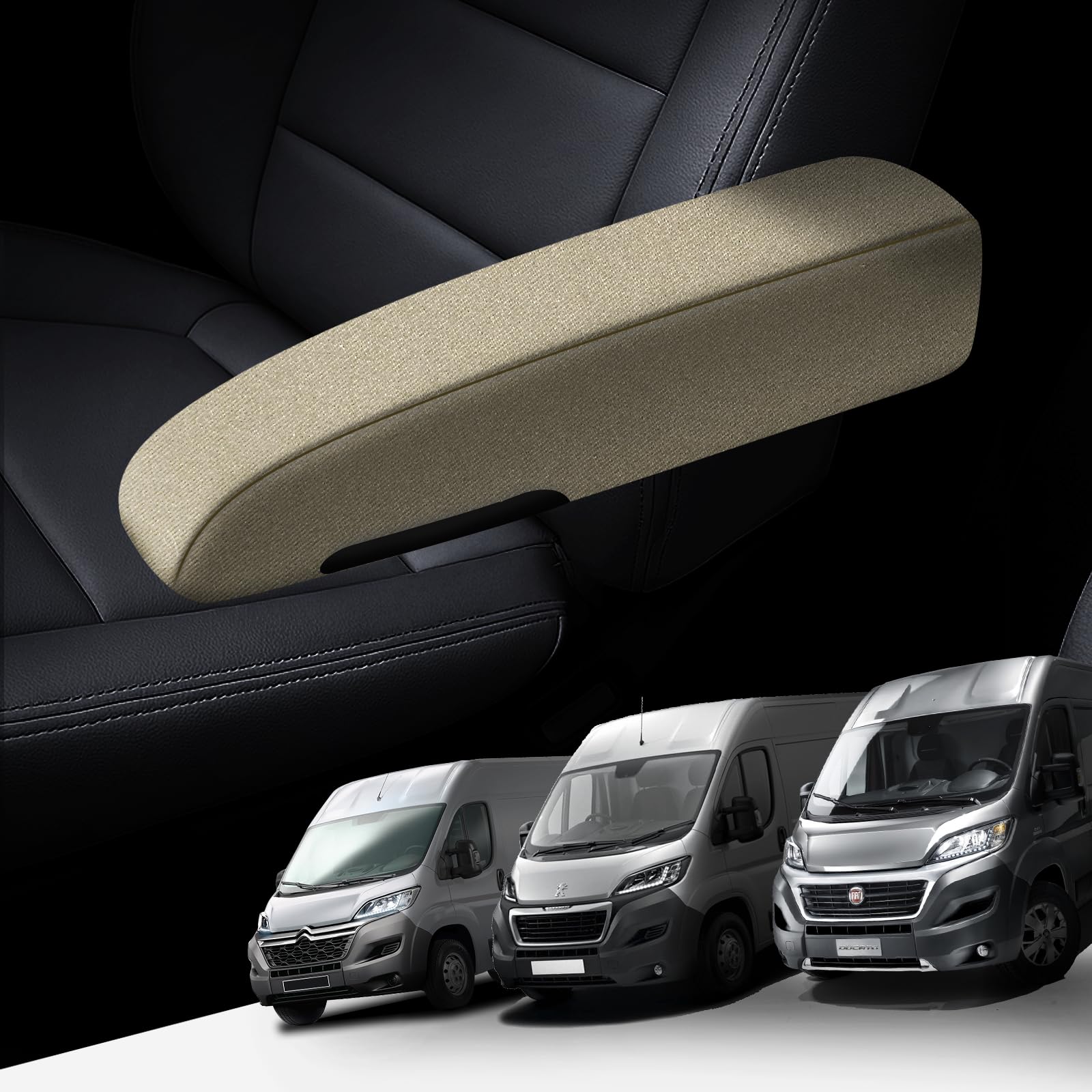 Lot de 4 housses d'accoudoir en lin pour Peugeot Boxer, Citroën Jumper et Opel Movano, housses d'accoudoir pour sièges conducteur et passager Beige